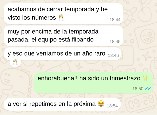 Mensaje real de un cliente de moda de lujo por WhatsApp