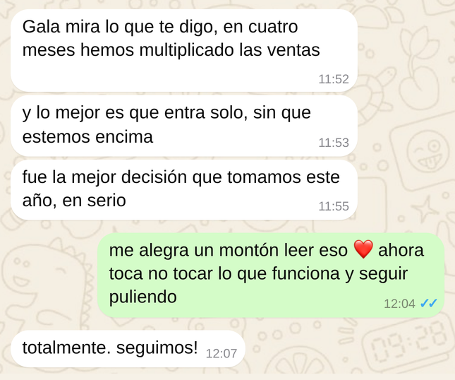 Mensaje real de un cliente de cuidado capilar por WhatsApp