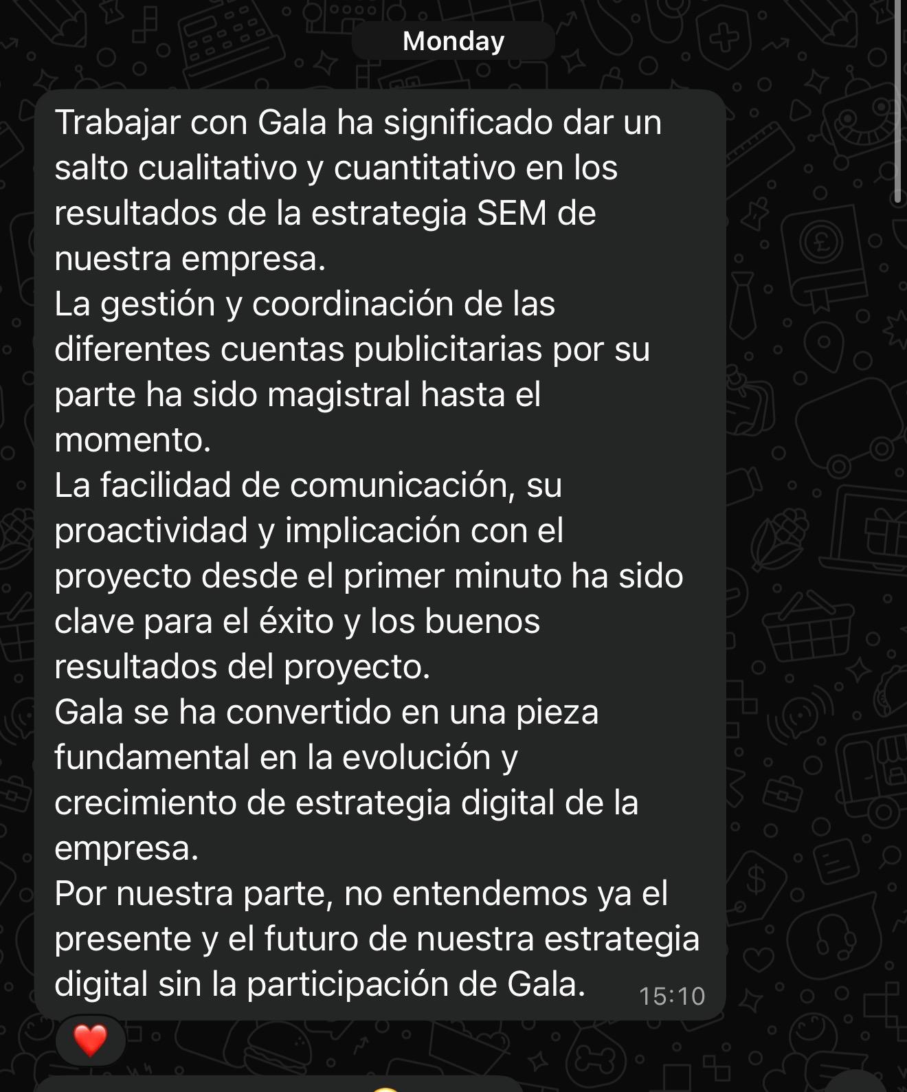 Mensaje real de un cliente por WhatsApp
